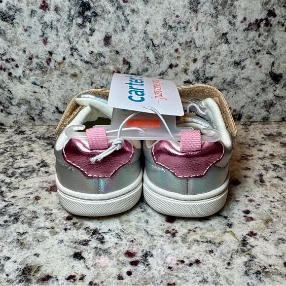 Carter's Metallic Gold and Silver Sneakers Size 3 - Picture 3 of 6